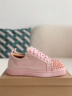 Loubouttin Red Bottoms Spikes Sneaker Pink